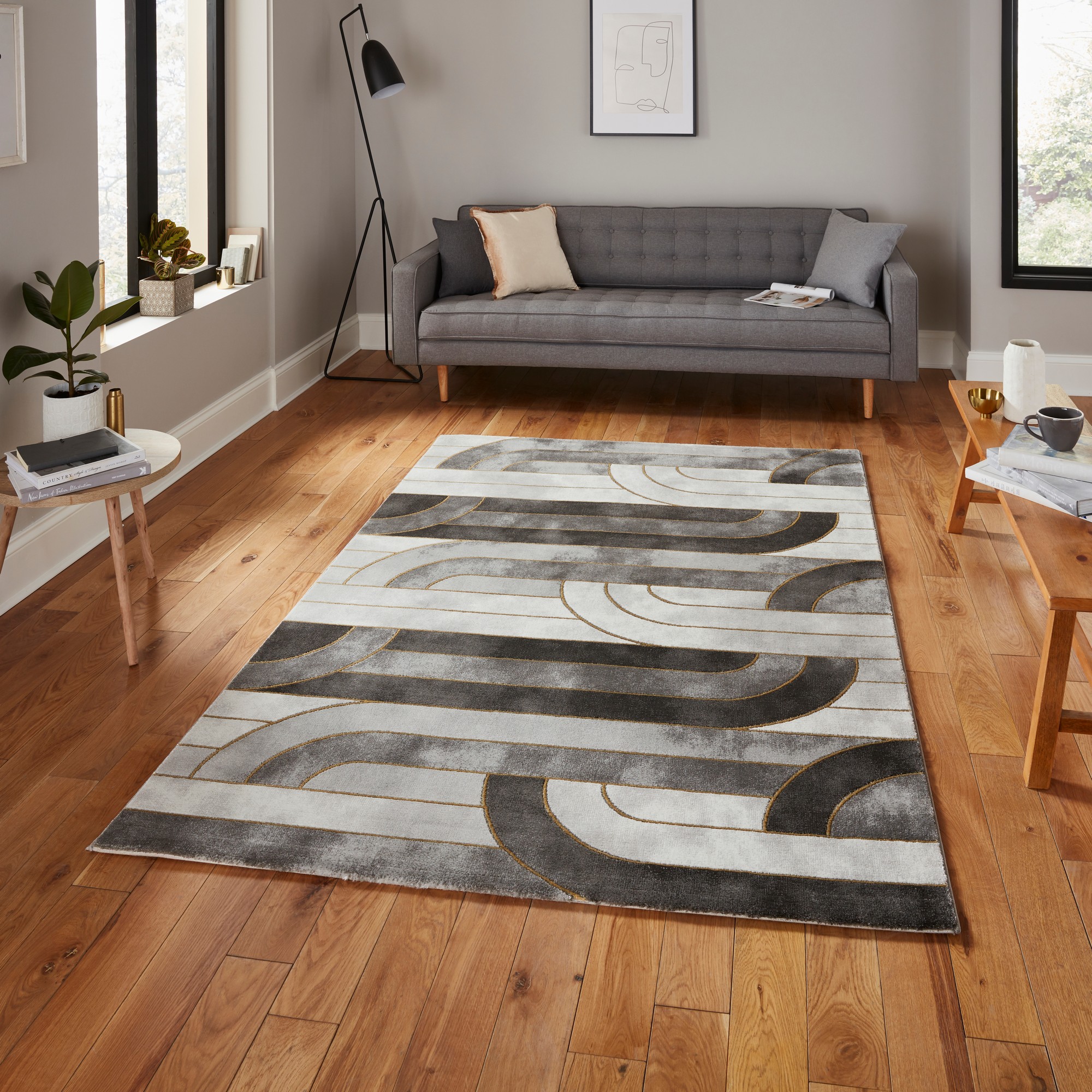 Craft 23270 Modern Geometric Rugs In Grey Gold